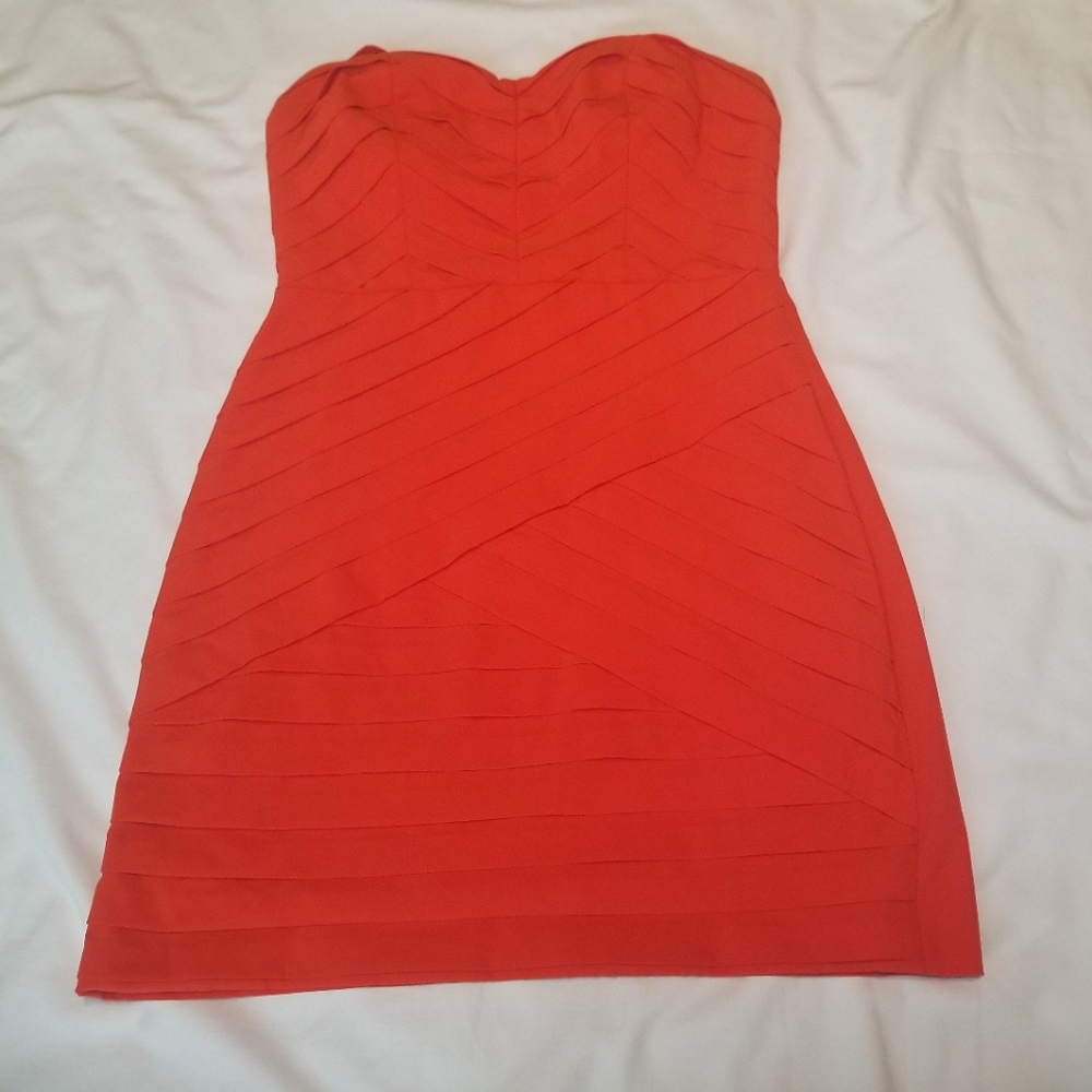 Gianni Bini Orange Strapless Cocktail Mini Dress Size Small